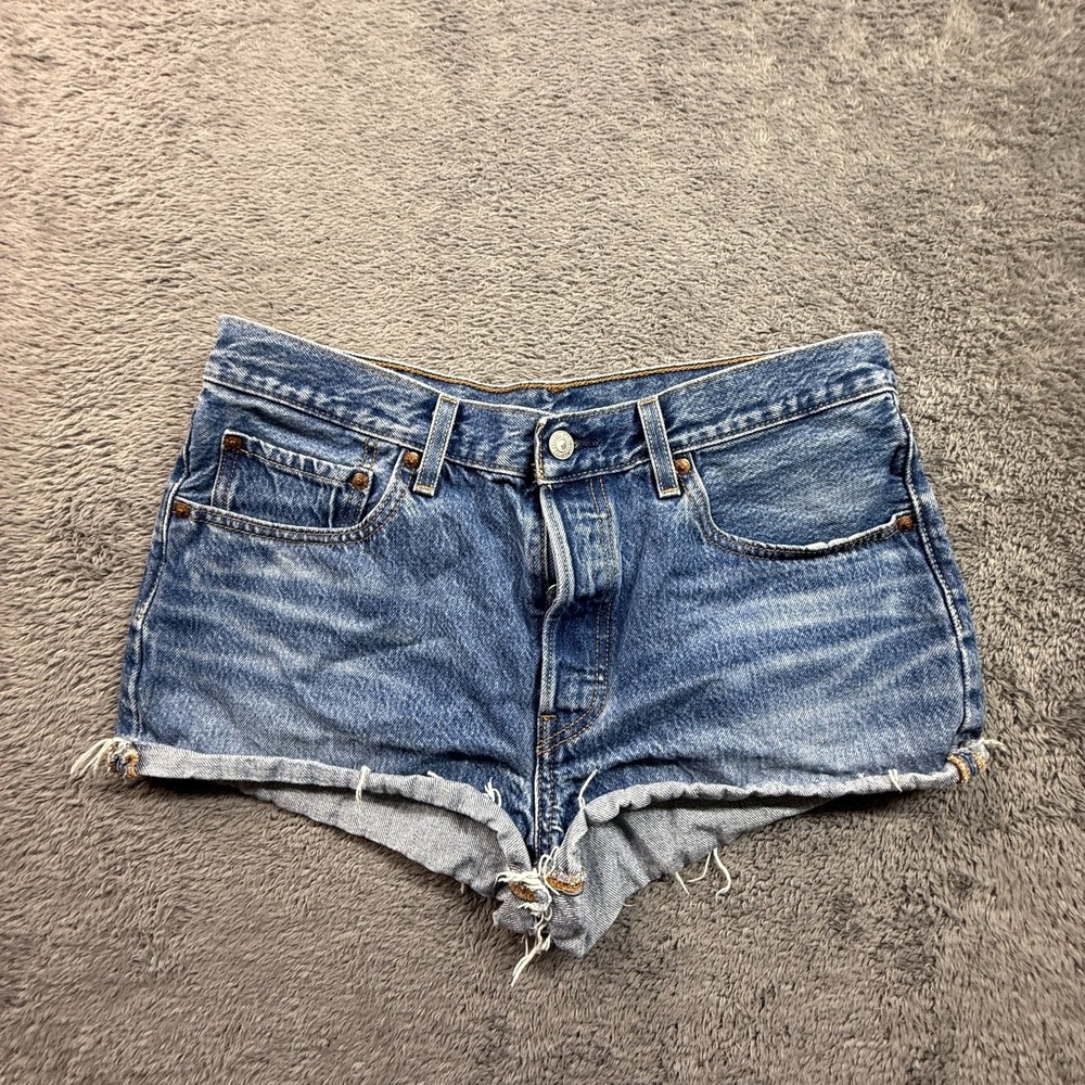 Levi's 501 Big E Premium Cut Off Denim Shorts W30 100% Cotton Blue Jean